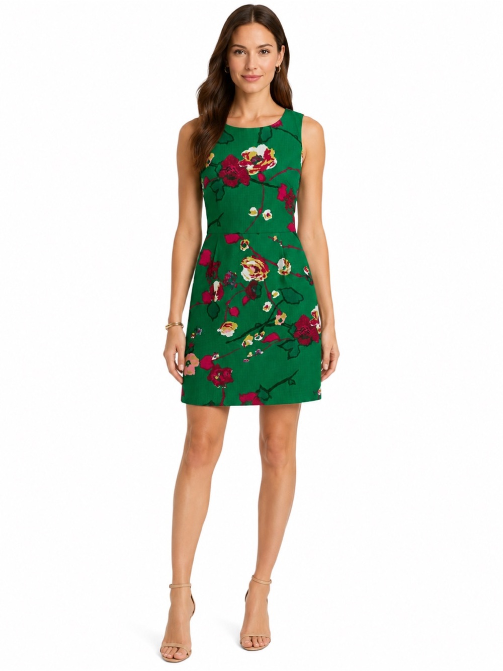 J.Crew Kelly green floral print sleeveless preppy structured sheath dress size 2